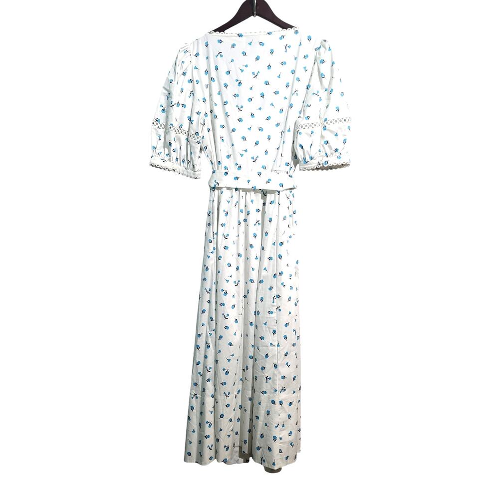 Kate Spade Dainty Bloom Poplin Midi Dress 14 Garden Ditsy Floral Puff Sleeve - Picture 2 of 7